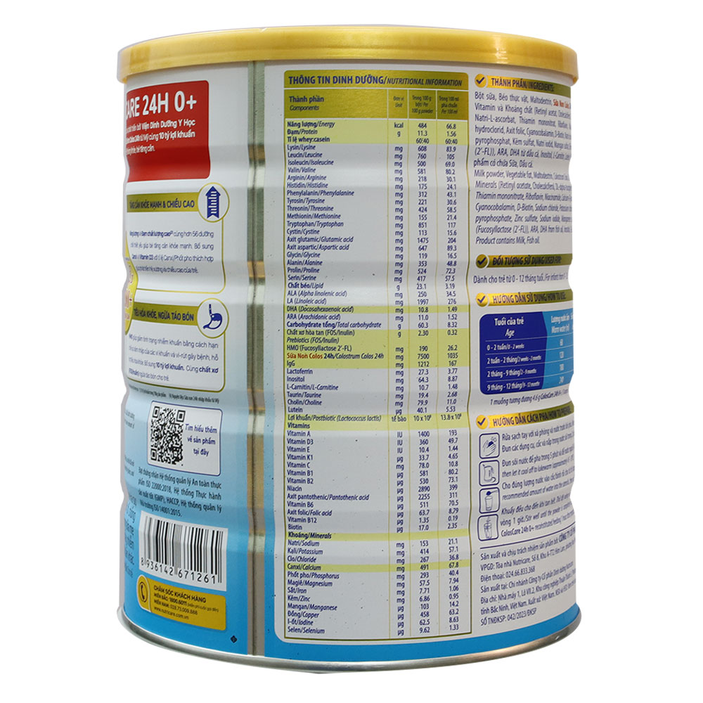 Sữa ColosCare 0+ 1200 igG 800g (Date 2026)