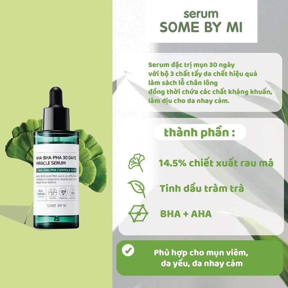 Combo 2 sản phẩm giảm mụn Some By Mi AHA-BHA-PHA 30 Days Miracle (Serum 50ml + Kem 50ml)