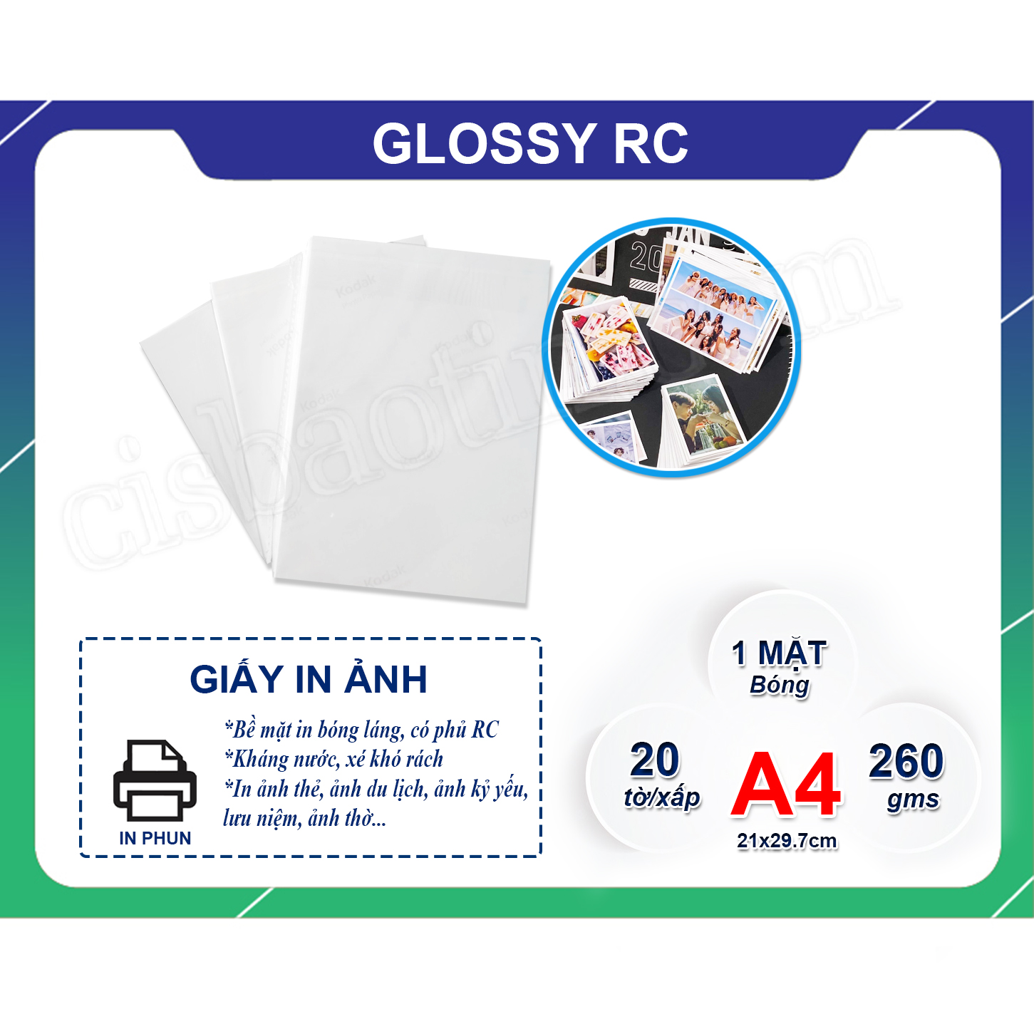 [HCM]GIẤY IN GLOSSY RC A4 260G