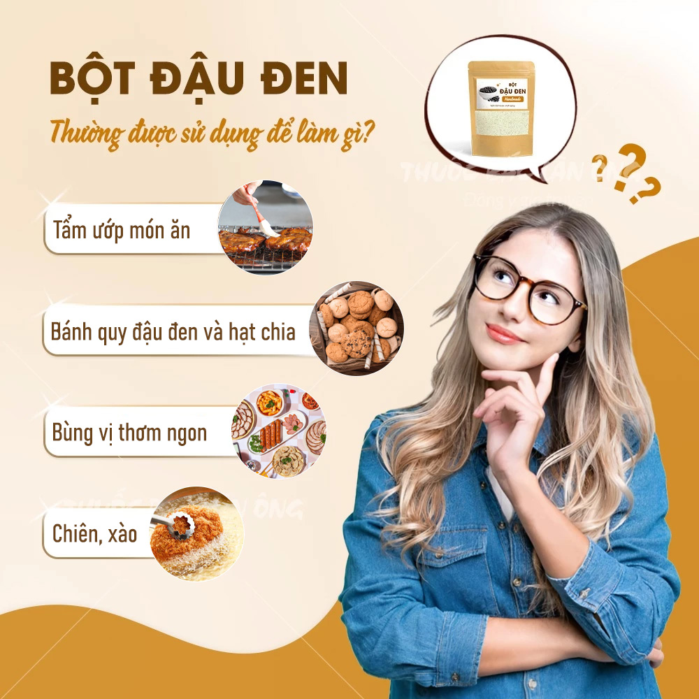Bột đậu đen 100g, bột đỗ đen rang thơm, nghiền mịn, giúp thanh nhiệt, mát gan, hỗ trợ giảm cân