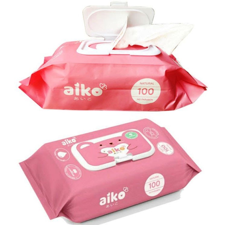 (Hồng) Khăn ướt Aiko 100 Tờ Không Mùi - Vệ sinh cho Bé - Việt Nam U1015