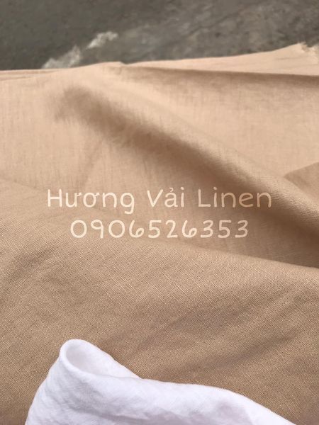 Vải linen bột be sữa đã wash cn!