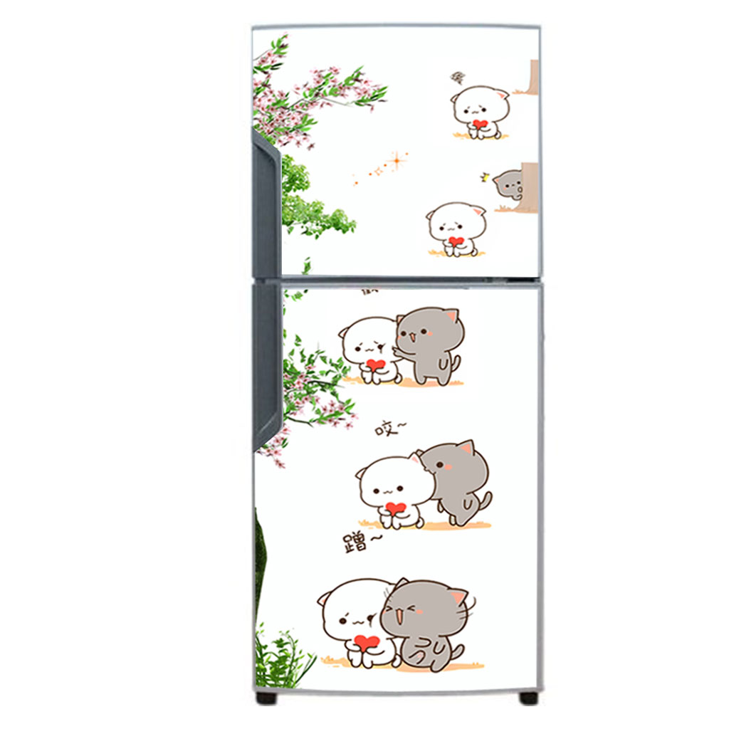 [HCM]Decal trang trí tủ lạnh mẫu thú cute. Decal in trên chất liệu PVC  có keo sẵn ở mặt sau chỉ cần lột ra và dán.
