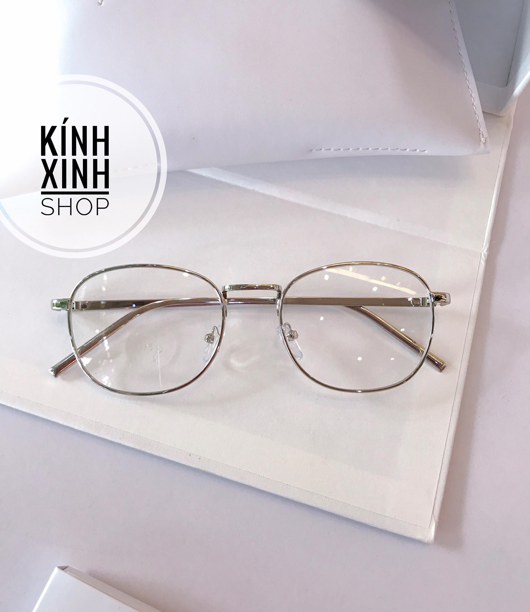 Kính gọng Vintage Hàn Quốc cao cấp (Bạc)