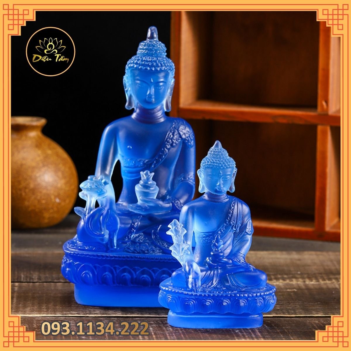 Statue of Medicine Buddha with 7 Colors and 19cm in Height, a Maitreya Maitreya Tantric Feng Shui Worship Item.