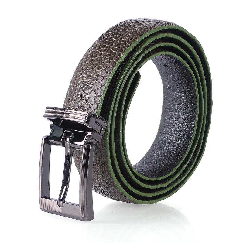 Dây thắt lưng nữ da đà điểu da trơn màu xanh rêu HK5419