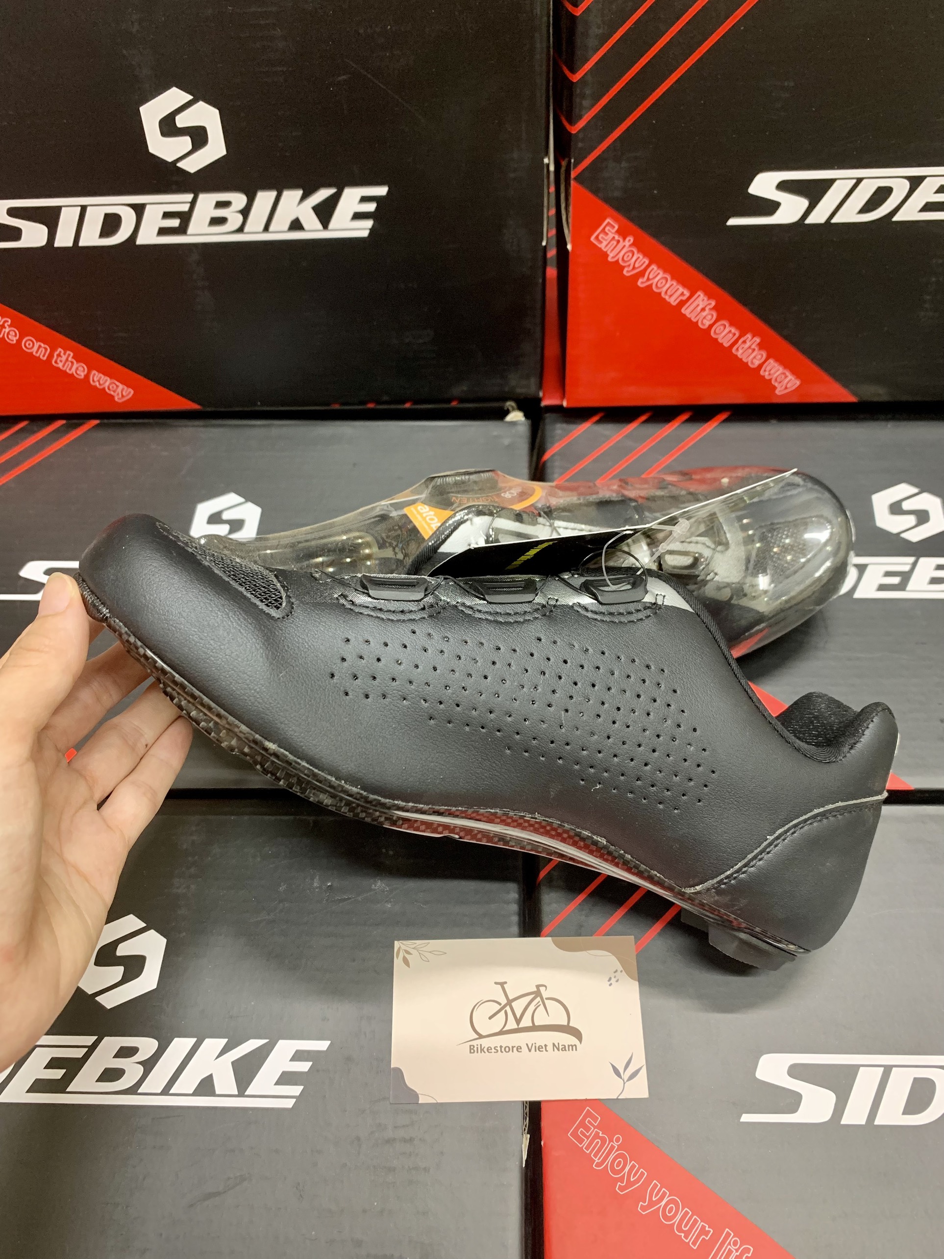 Giày Xe Đạp Side Bike SD015 Pro Rd Đế Carbon Black & Silver