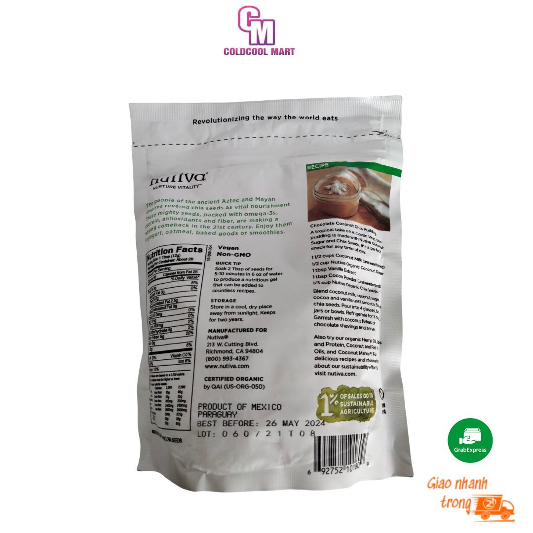 Hạt Chia SEED trắng NUTIVA 340g