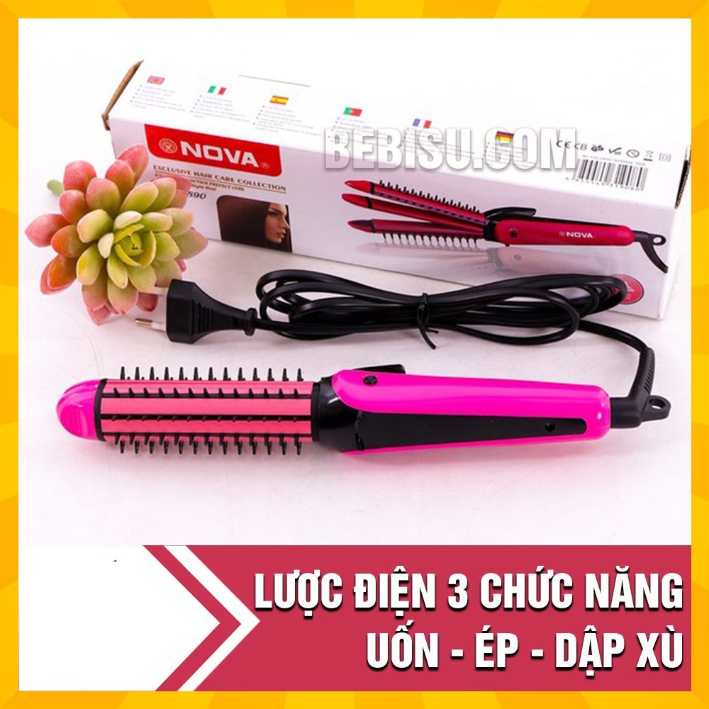 Lược điện 3in1 xoăn là dập xù tóc cao cấp nova uốn cụp tóc dễ dàng