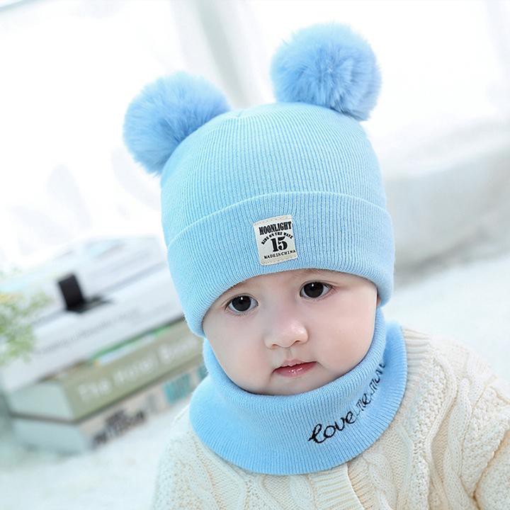 Bộ nón len và khăn ống mềm xinh (Cho bé trai và gái từ 6-36 tháng)