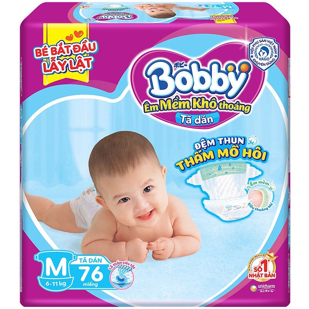 Tã dán bobby siêu thấm m76