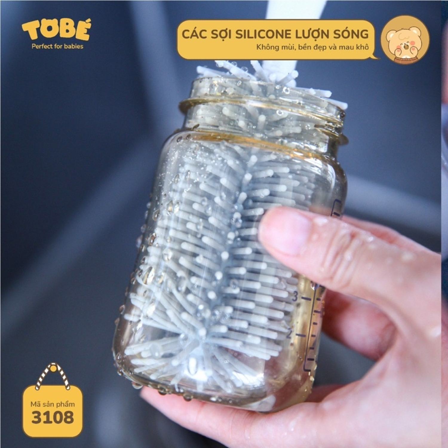 Bộ cọ rửa bình sữa silicone Tobé