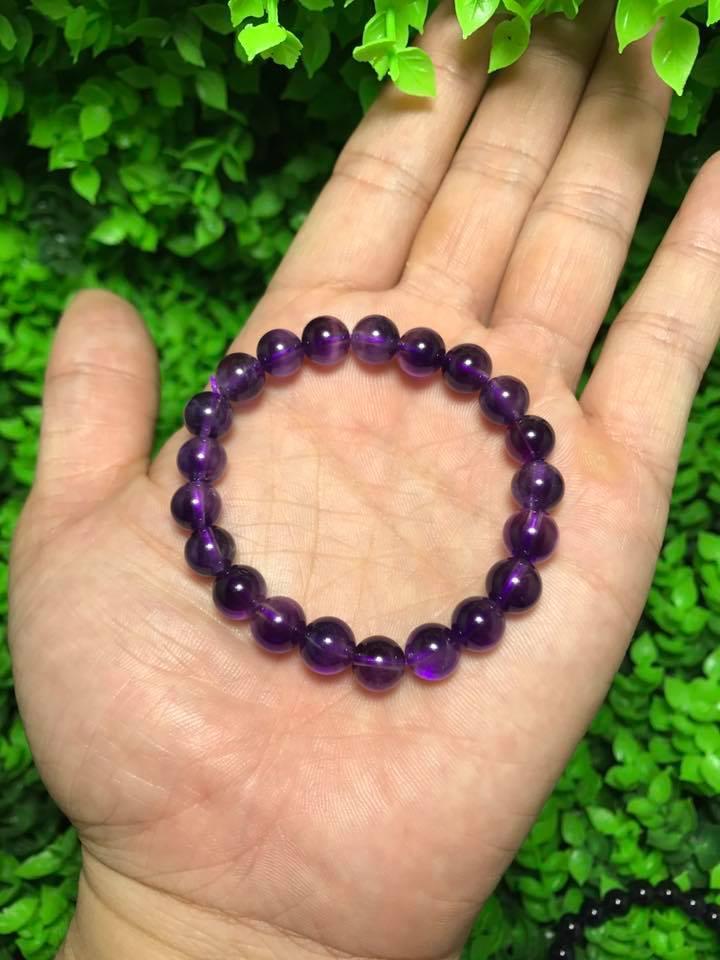 Vòng tay đá thạch anh tím cỡ hạt 8li