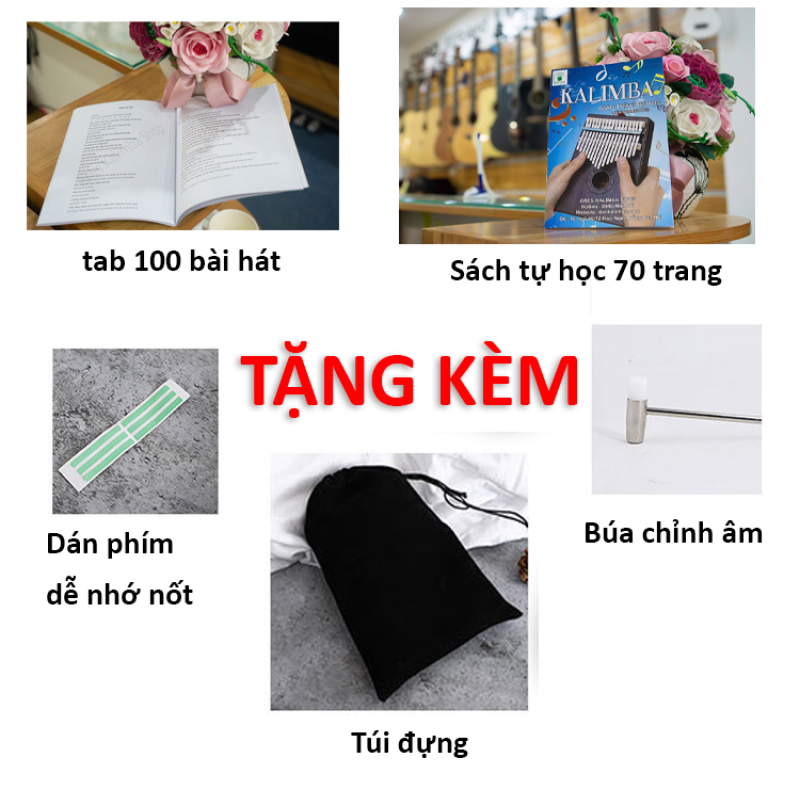 Đàn Kalimba 17 Phím Trong Suốt Chính Hãng - Tặng Full Phụ Kiện