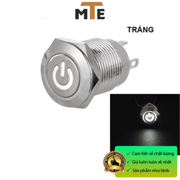 Nút nhấn giữ ON/OFF chống nước 12mm có LED