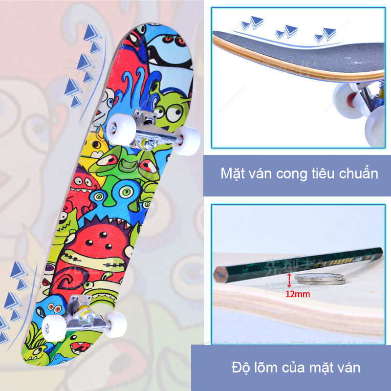 Ván trượt SKATEBOARD - ván trượt gỗ mặt nhám (Mẫu ngẫu nhiên)