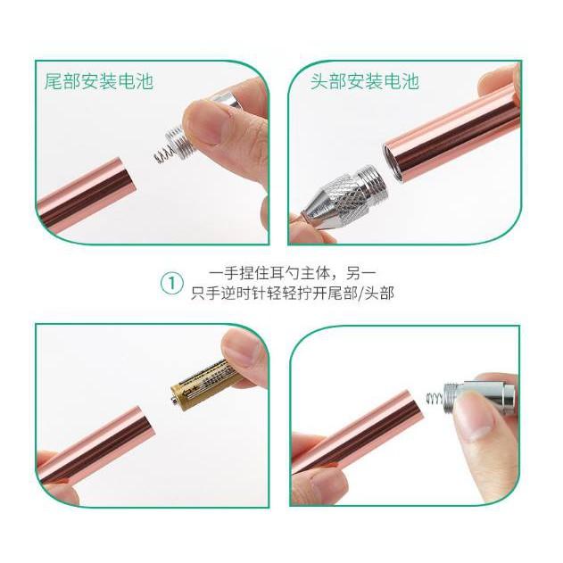 Dụng cụ lấy ráy tai inox có đèn soi cao cấp