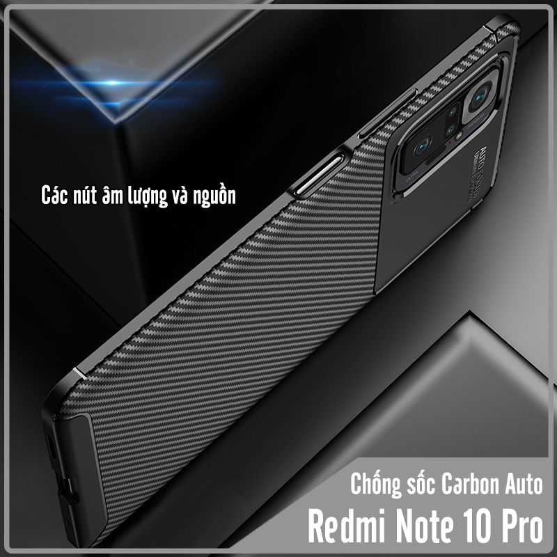 Ốp lưng cho Xiaomi Redmi Note 10 Pro chống sốc Carbon