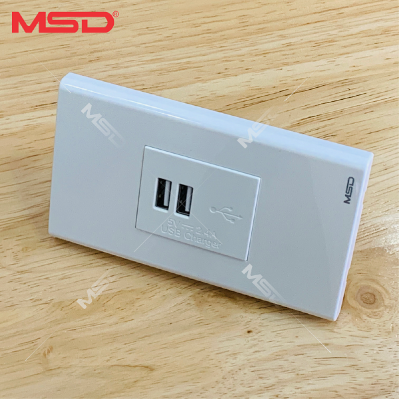 SẠC ĐIỆN THOẠI 2 USB ÂM TƯỜNG 2.4A/5VDC - SERIAL MSD-IC giá rẻ