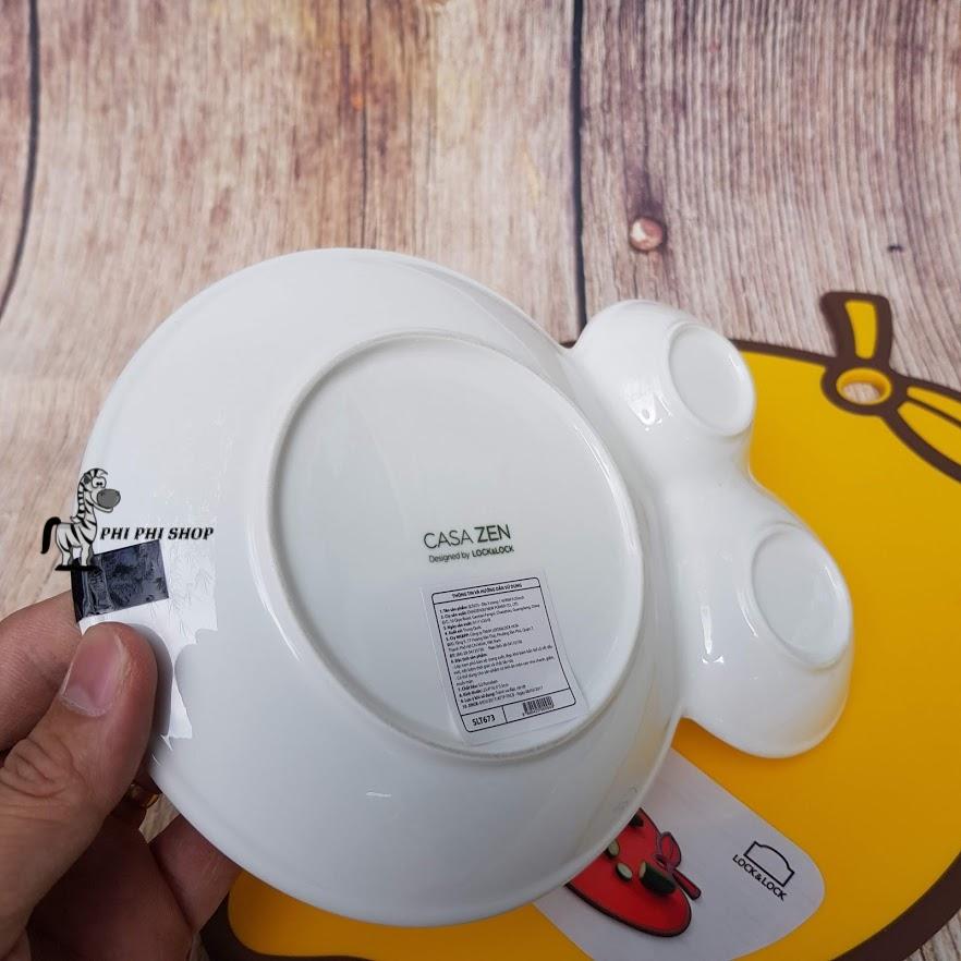 Dĩa sứ Procelain trắng 3 ngăn Lock&Lock Casa Zen SLT673