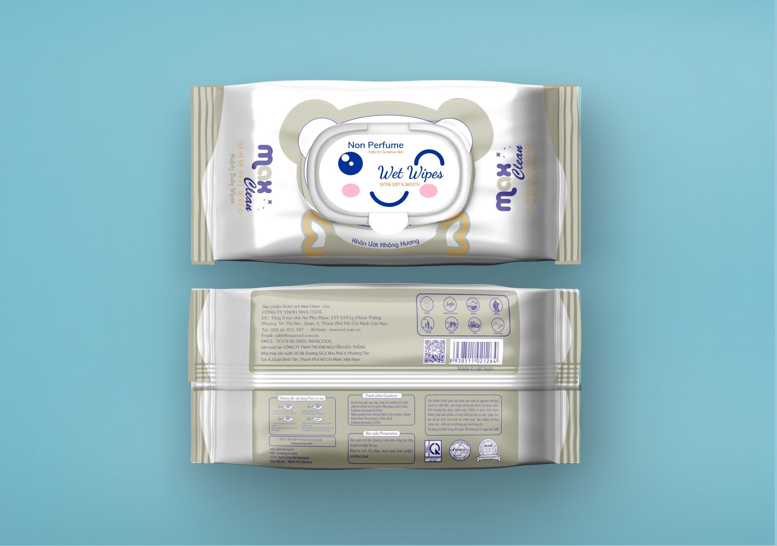 Combo 2 gói Khăn giấy ướt cao cấp 100 Tờ Max Clean Capybara siêu đáng yêu (HÀNG CHÍNH HÃNG)