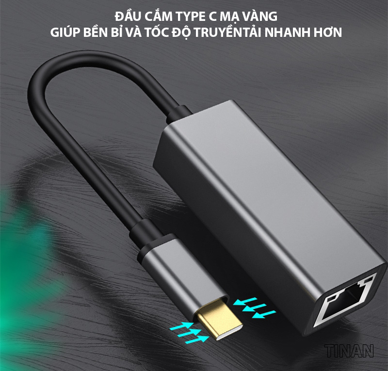 [1000Mbps] Bộ Chuyển Đổi TypeC Sang Cổng Mạng Lan Ethernet Cho Macbook