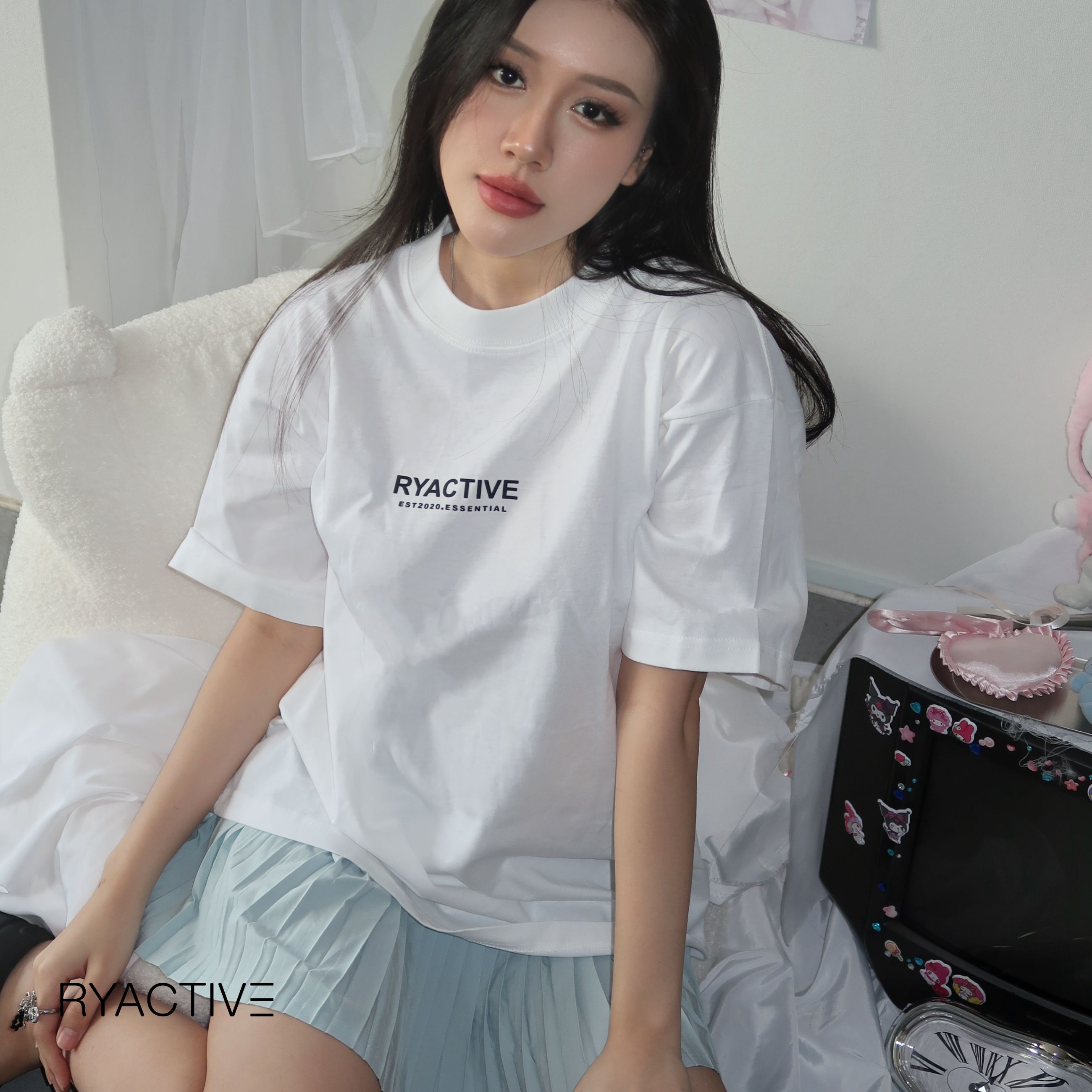 Áo thun form oversize RYACTIVE - RYACTIVE ESSENTIAL TEE  White
