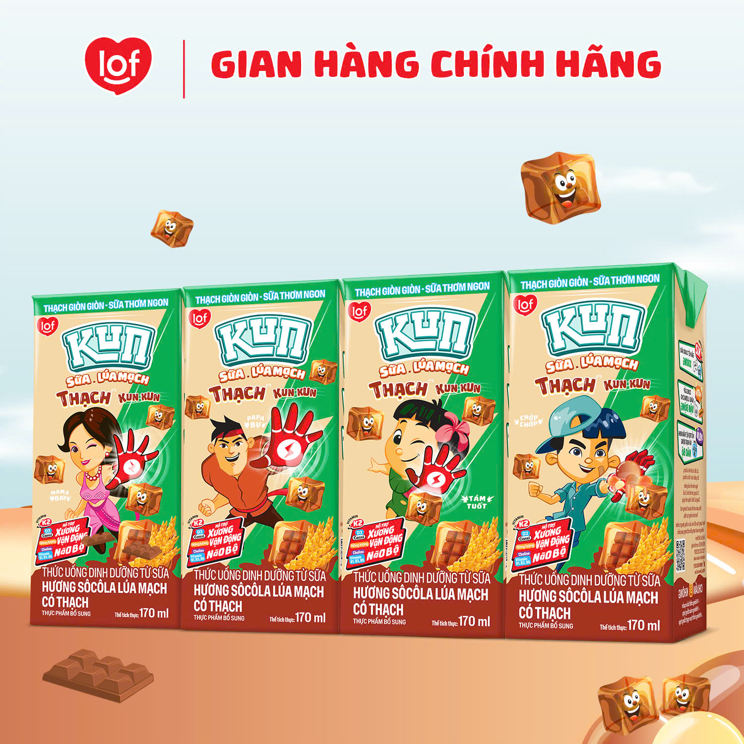 Kun Sôcôla lúa mạch có Thạch thùng 48 hộp x 170ml