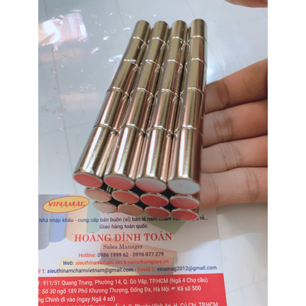 Nam châm trụ tròn đất hiếm D10x20mm(siêu hút)