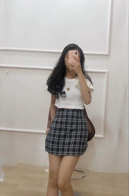 Chân Váy Kẻ Caro  2 Màu Siêu Xinh