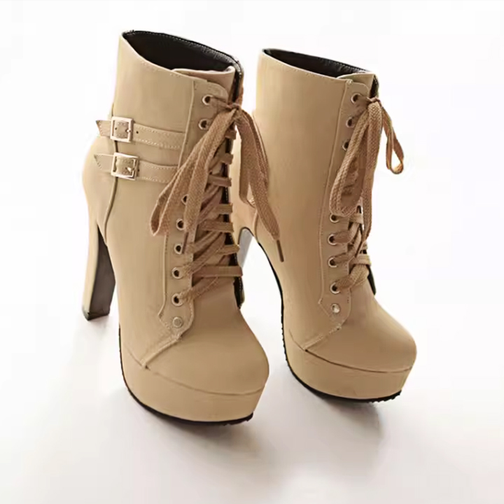 Boots Cổ Ngắn Gót Vuông 12cm PB655-4022