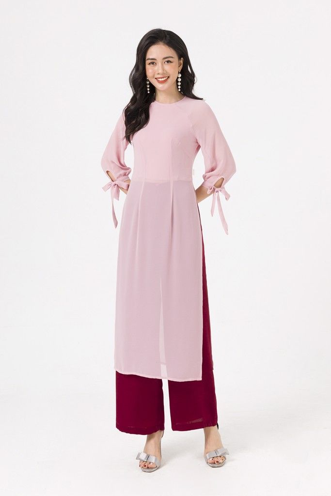 Áo dài cách tân tay kiểu bồng - V61A19Q027