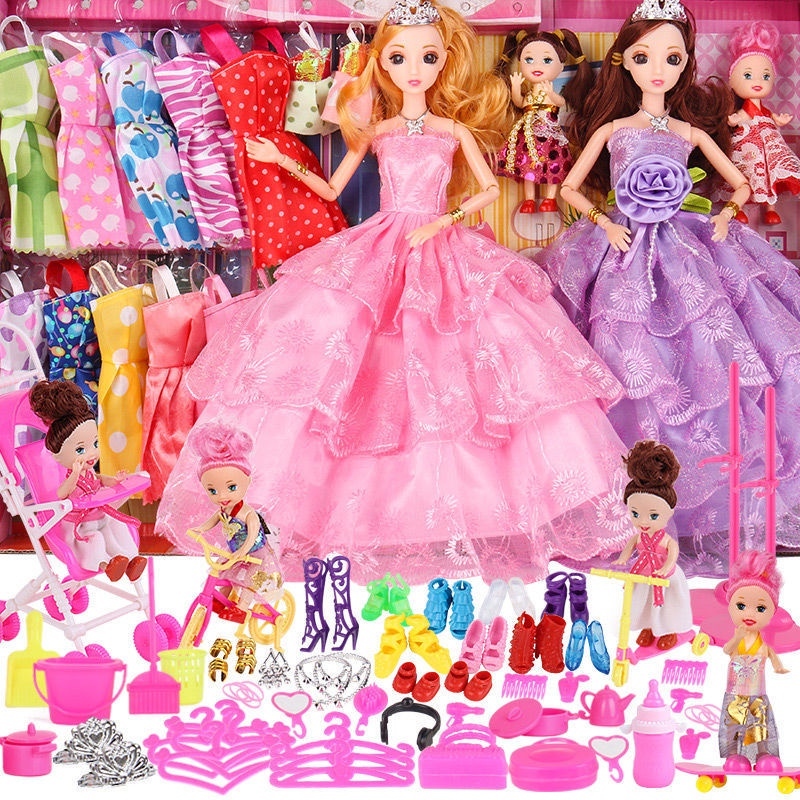 ☋ Bộ đồ chơi búp bê Barbie mặc đầm công chúa xinh xắn hộp quà cho bé gái