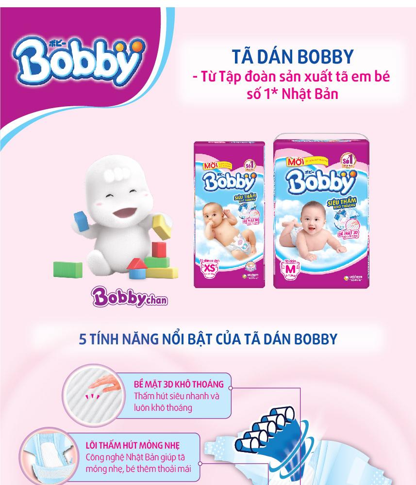 Tã Dán Bobby Size L 42 miếng dành cho bé 9 - 13 kg