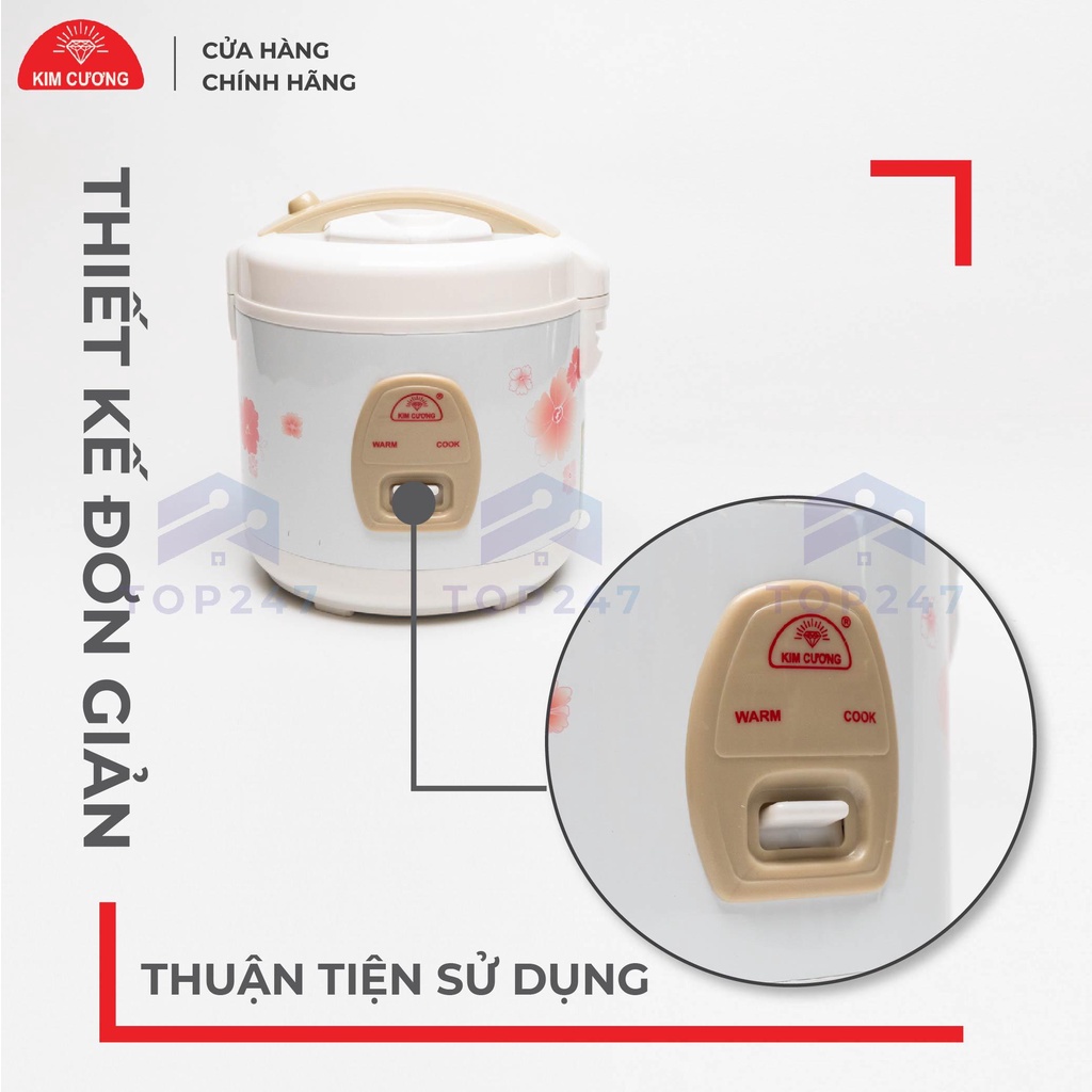 Nồi Cơm Điện Kim Cương - Nắp Gài 1.0 Lít [Chính Hãng] [Có bảo hành]