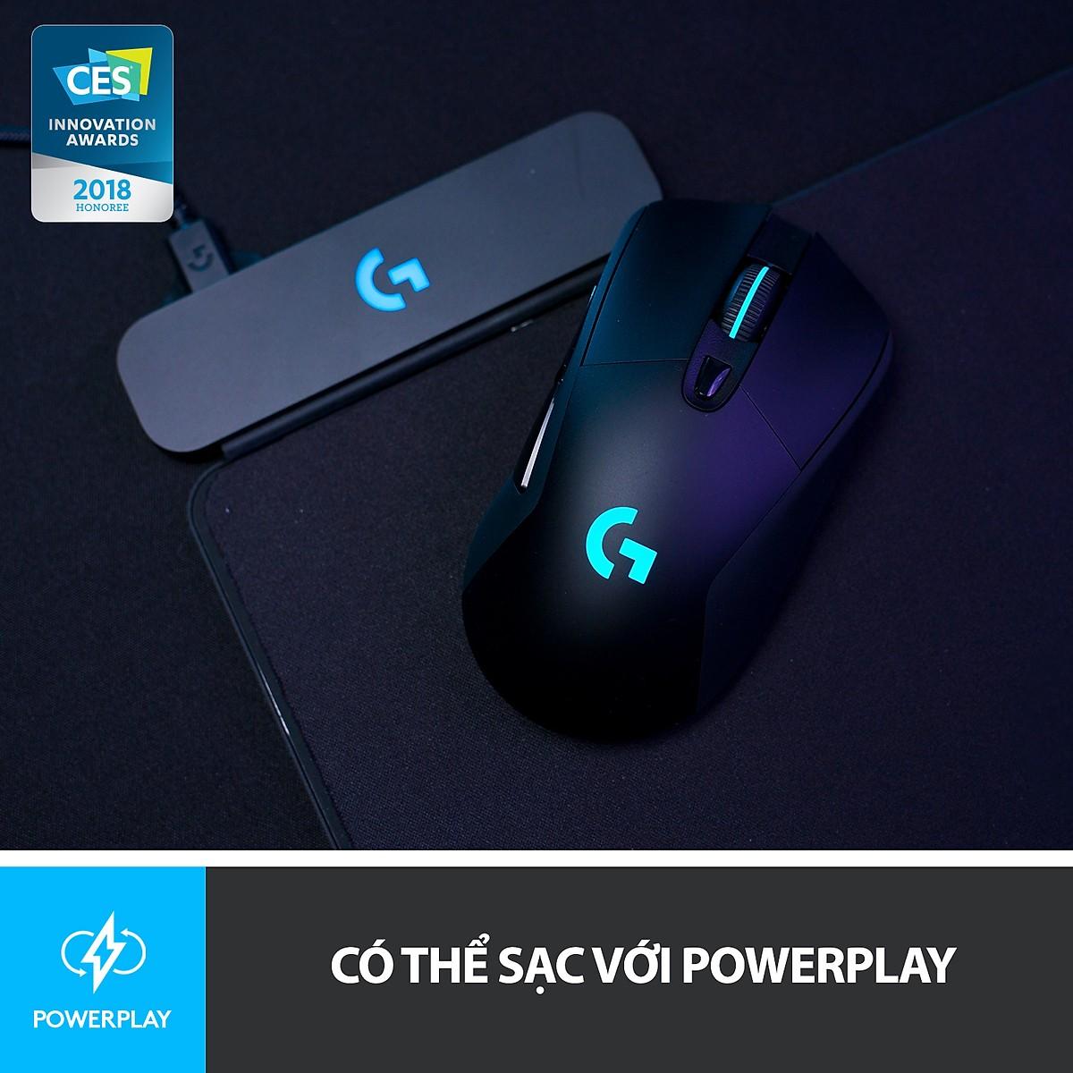 Chuột Gaming không dây Lightspeed RGB Logitech G703 - Cảm biến Hero 25k, nhẹ 95g+10g cân tùy chỉnh,pin 60h,PC/Mac - Hàng Chính Hãng