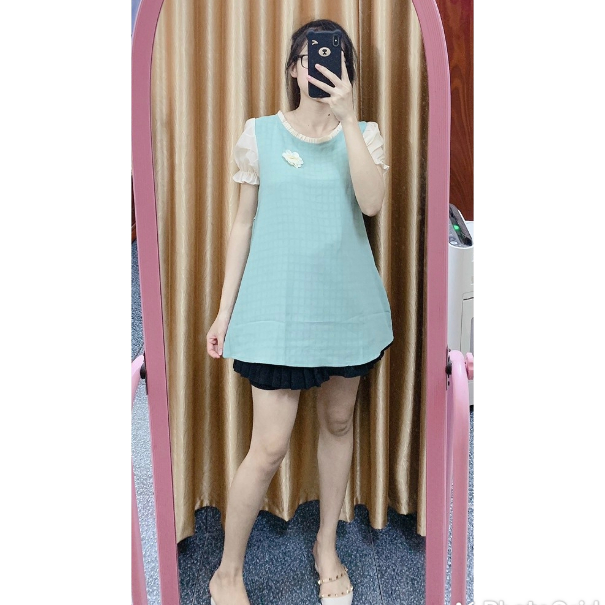 Áo bầu mùa hè thô boi lót lụa cực xinh