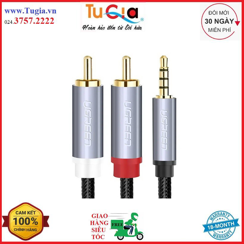 Cáp audio 3,5mm to rca dài 1m ugreen 40841 mạ vàng - hàng chính hãng