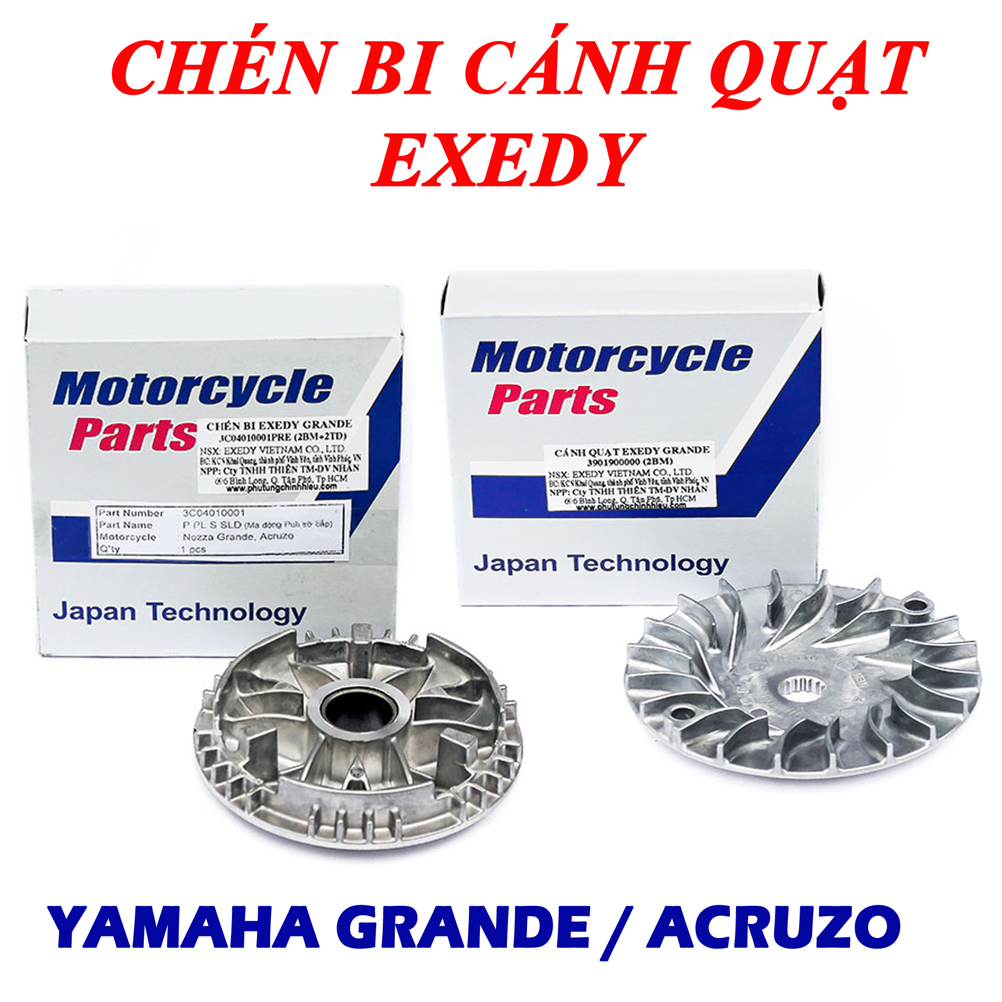Chén bi cánh quạt Yamaha Grande / Acruzo - Exedy Nhật Bản