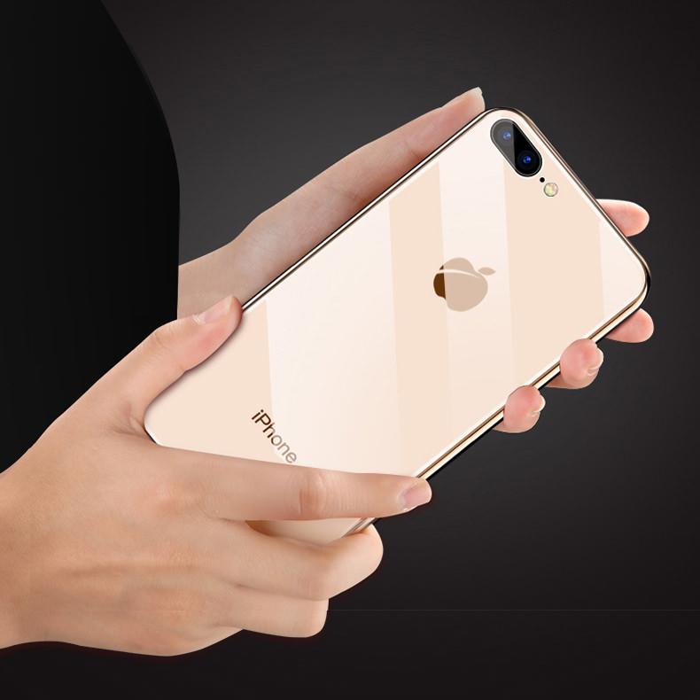Ốp Lưng Kính Viền Silicon Cho iPhone 8 Plus, Ốp Lưng iPhone 8 Plus Siêu Đẹp
