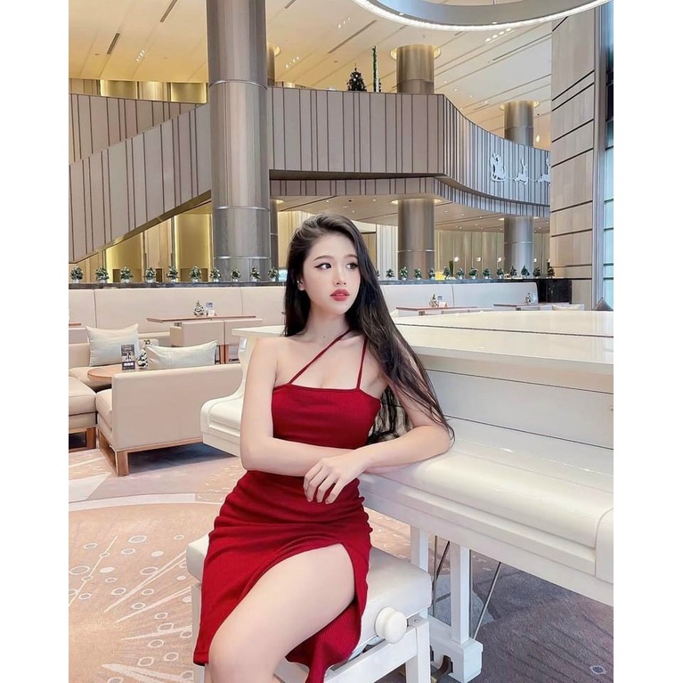 Đầm Body Hai Dây Chéo Xẻ Tà-D15-