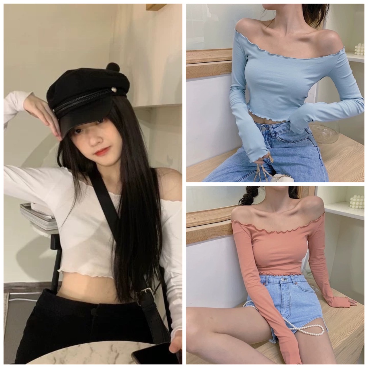 [HCM]Áo croptop trễ vai