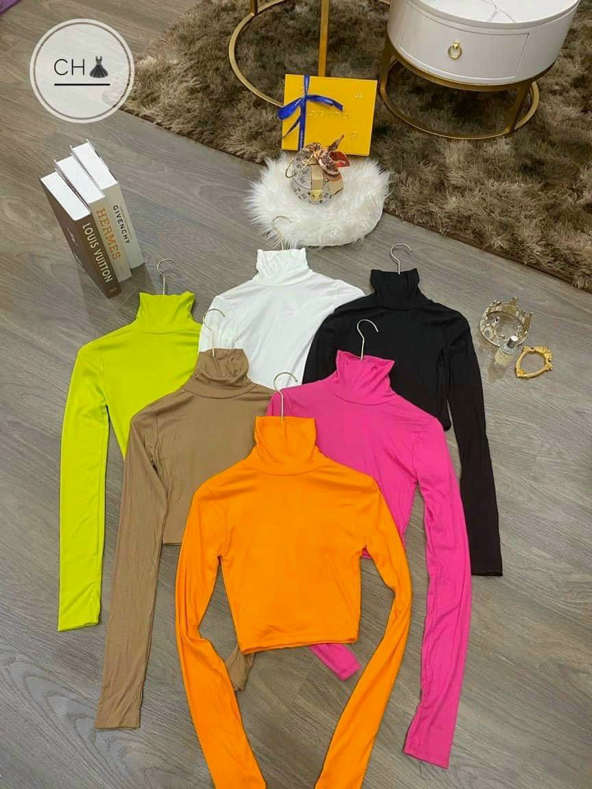 Áo Croptop Cổ Lọ Tay Dài Siêu Chất