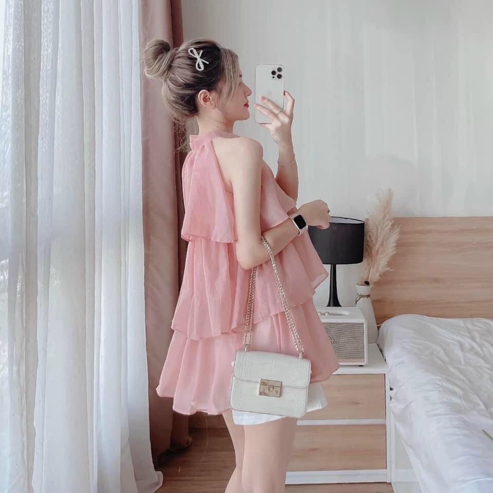 Sét Bộ Đùi Áo Cổ Yếm 3 Tầng Quần Tapta LONG Mart Màu Sắc Nhã Nhặn Thật Sự Phù Hợp Để Tới Công Sở, Đi Làm Hoặc Đi Chơi,Free Size Dưới 55kg,Phù Hợp Với Mọi Phong Cách
