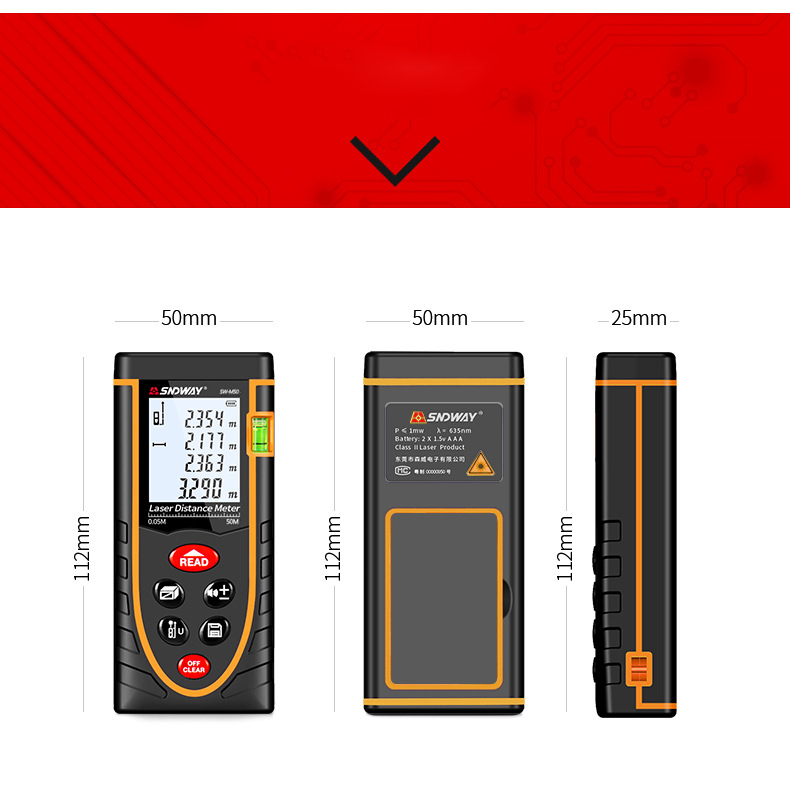 Sndway thước đo khoảng cách bằng laser - 50M