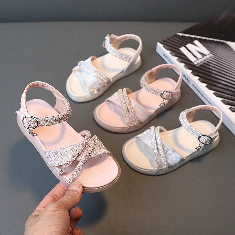 Giày Sandal quai chéo lấp lánh cho bé gái