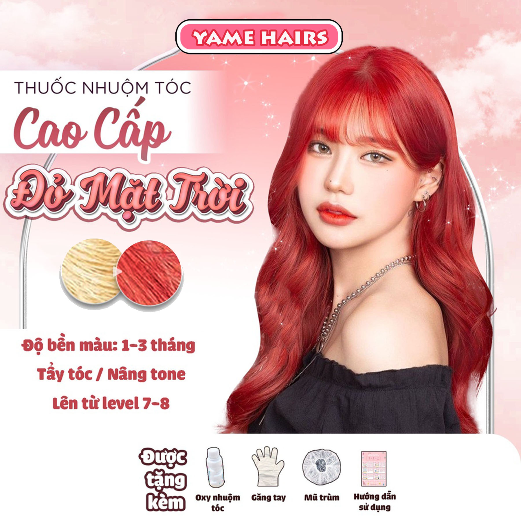 Thuốc nhuộm tóc đỏ mặt trời/ đỏ tươi cần dùng thuốc tẩy tóc