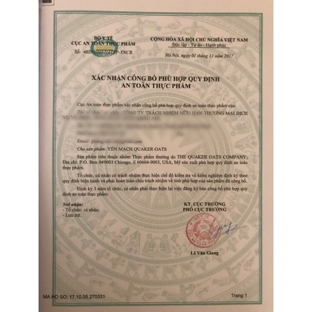 [HCM]Yến Mạch Quaker Old Fashioned thùng 45kg