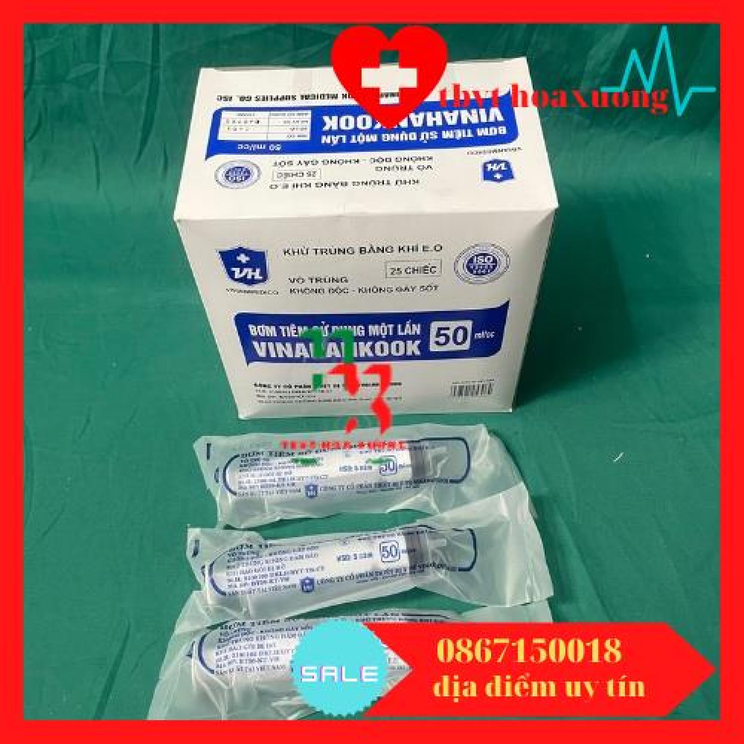 [Bán lẻ 10 chiếc] Bơm tiêm 1 lần Vinahankook 50ml