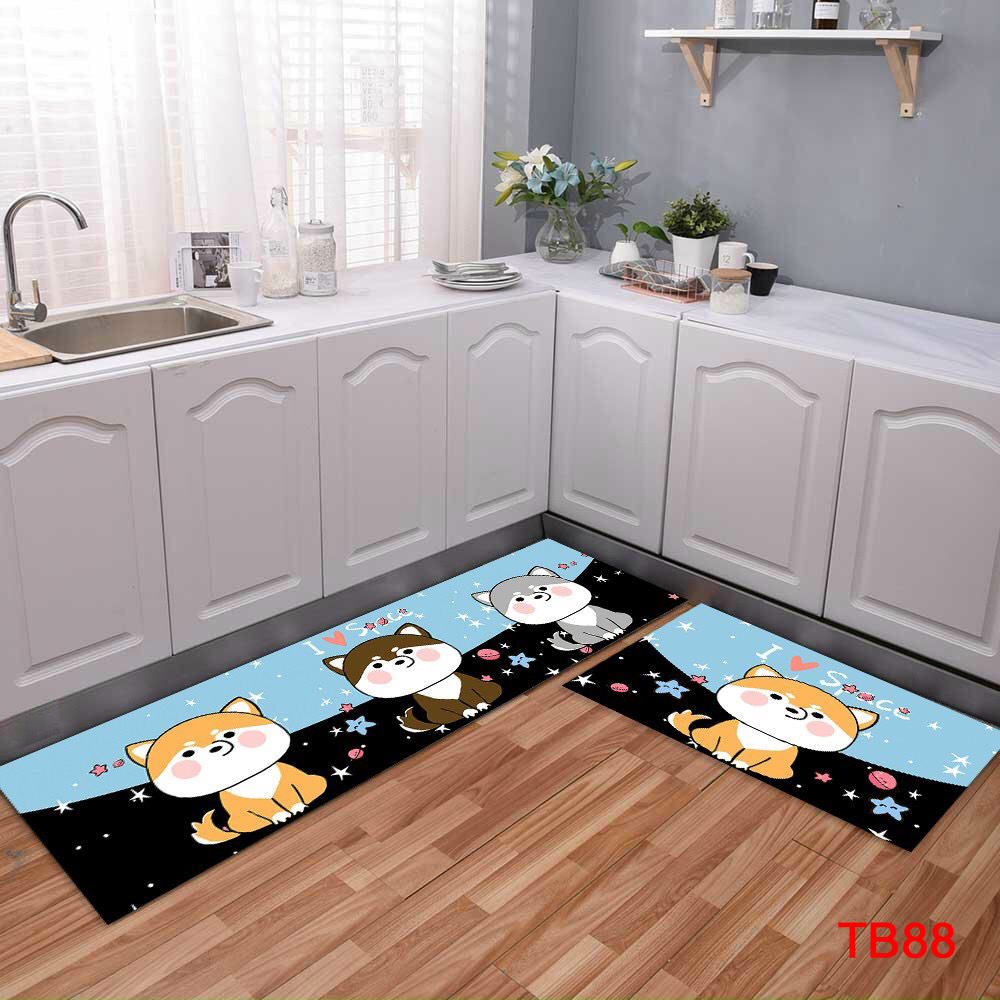 BỘ THẢM BẾP CHỐNG TRƠN IN HỌA TIẾT 3D